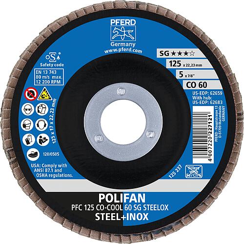 Slatted grinding disc Pferd Ø 125 x 22.23 mm, K60 for steel/stainless steel