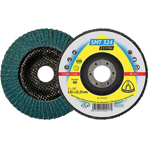 Flap discs SMT 324 Extra, curved 12°, for stainless steel, steel Standard 1