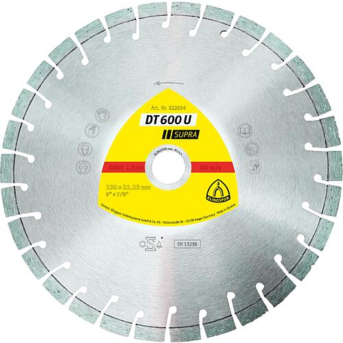 Diamond cutting discs Klingspor DT 600 U SUPRA 230 x 2.6 x 22.23 mm 30 segments