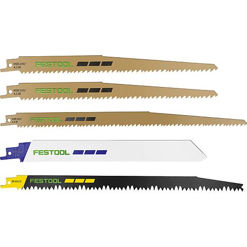 Reciprocating saw blade set RS, for wood, wood with nails, metal Standard 1