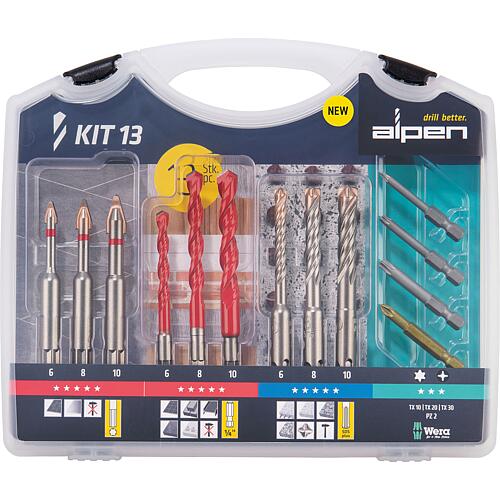 Drill and bit set, 13-piece, 9 drills and 4 bits Standard 1