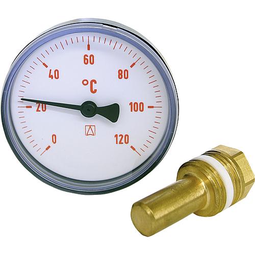 Thermomètre bimétal rouge, ø 63 mm, axial, DN15 (1/2") Standard 1