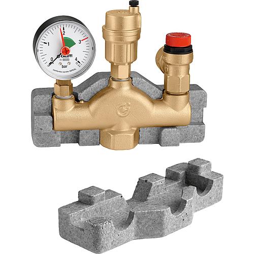 Boiler safety group, brass with insulation 3 bar safety valve