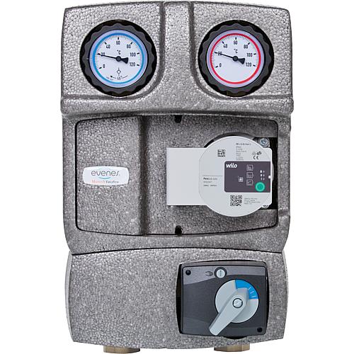 Heating circuit set Easyflow DN25 (1”) with 3-way mixing valve and overflow valve Standard