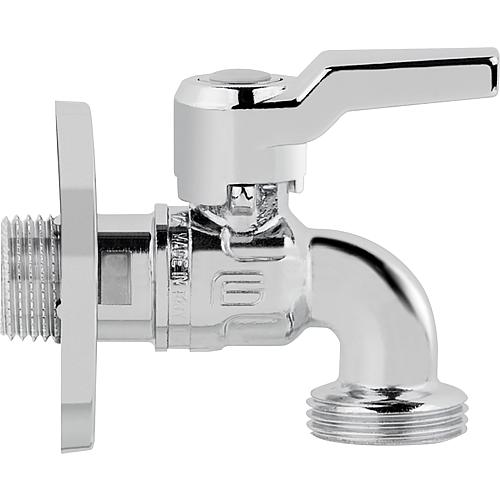 Star ball device valve for washing machine, polished chrome-plated, DN 15 (1/2") with output DN 20 (3/4") Standard 1