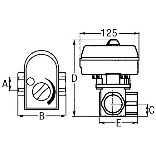 Mixing valve Euromix MV-120, 3-way design F-3 Standard 2