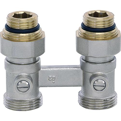 Double ball valve coupling 2 pipe system 1/2" male straight flow