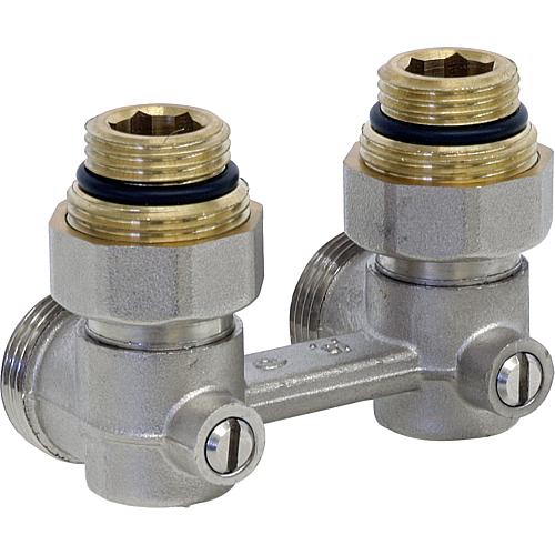 Double ball valve screw connection