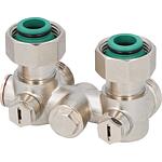 Double-ball valve screw connection (DN20), angled