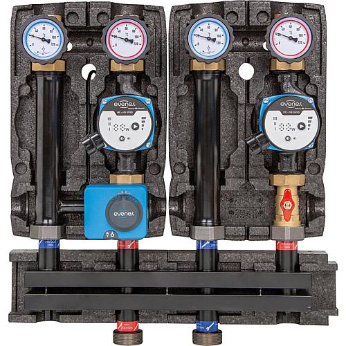 Distribution manifold groups Easyflow Basic Evenes 1 x direct circuit, 1 x mixing circuit DN 25 (1") Anwendung 1