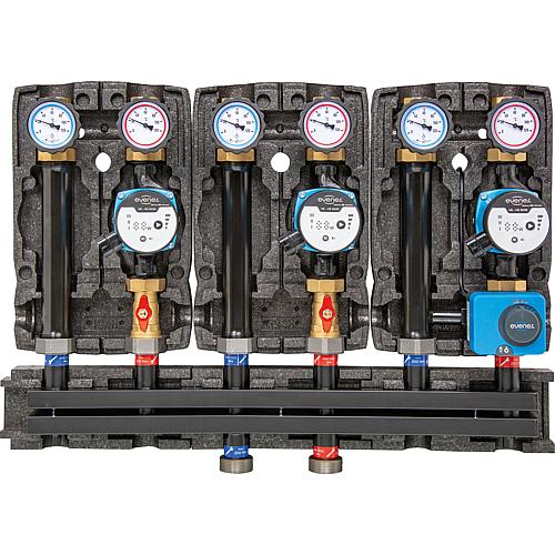 Distribution manifold groups Evenes 2 x direct circuit, 1 x mixing circuit DN 25 (1")