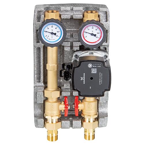 Heating circuit set Easyflow DN20 unmixed, heat meter circuit with pump Grundfos UPM3S AUTO 15-60