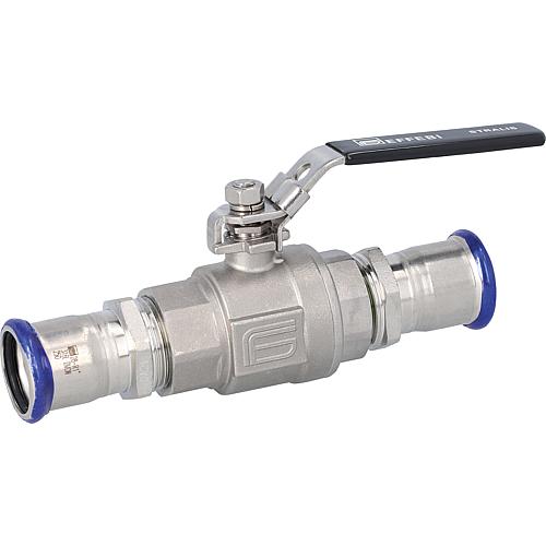 Stainless steel press ball valve, full flow up to 16 bar, M-profile