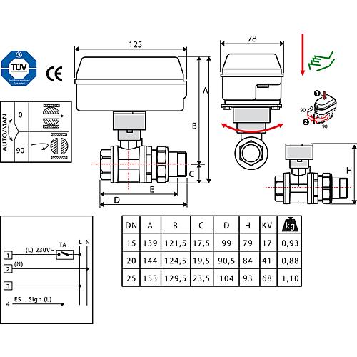 Electric motorised ball valve BE-EMV-110 Compact Series 603, IT x screw connection