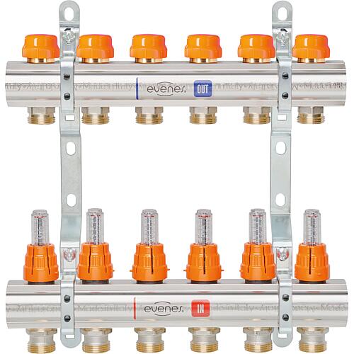 Collecteur de chauffage au sol DN 25 (1”) laiton, Type M 6 Dynamic Standard 1