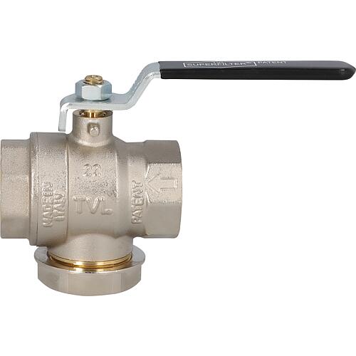 Superfilter ball valve DN25 (1") with filter and solenoid, steel lever Black