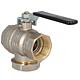 Brass ball valve with filter and solenoid, steel lever Black