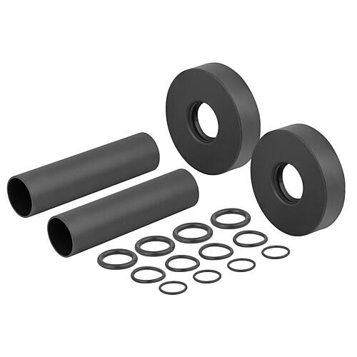 Single rosette and panelling set black, tube length 70 mm