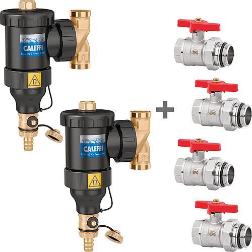 Value package 2 x Magnetite and dirt separator Dirtmag + 4 x Ball valve with screw connections Standard 1