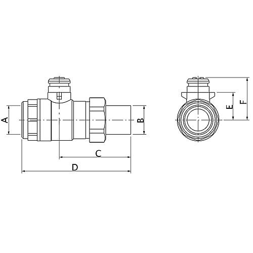 ESBE electric ball valve, type MBA 124, 2-way, IG x AG Anwendung 1