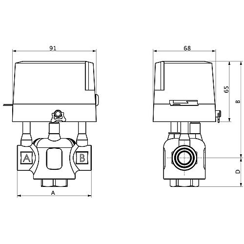 Zone valve ESBE, type ZRS 234, 3-way IG Anwendung 1