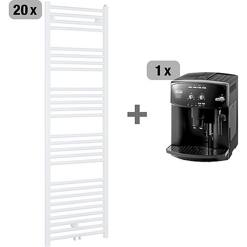 Value package 20x Jessica Towel radiators, centre connection, 1745 x 610 mm, white + ESAM 2502 Corso fully automatic coffee machine Webshop nur WS 1