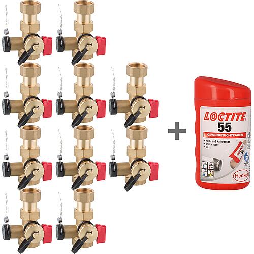 Benefit package 10 x Cap valve with KFE drain + LOCTITE® 55 sealing thread Standard 1