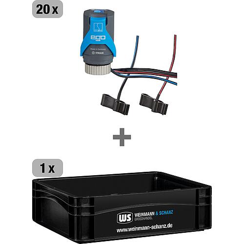 Vorteilspaket Elektrothermische Regelantriebe, 20-teilig + WS-Transportbox Webshop nur WS 1