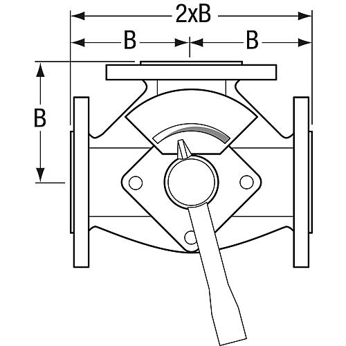 3-way mixer series 1000, model VDF3, with flange connection Standard 3