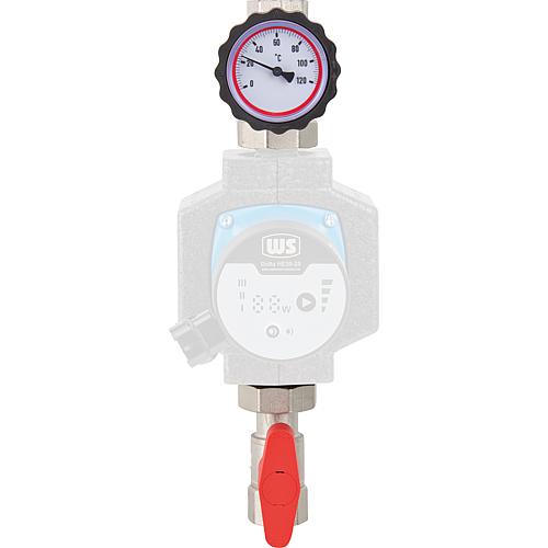 Flow set Easyflow R1 "xF1", type 9 with thermometer ball valve and SKB flanged ball valve without insulation