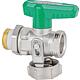 KFE ball valve DN15 (1/2“) nickel-plated straight fitting, green tap for drinking water, PN10, with cap Standard 1