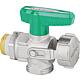 KFE ball valve DN15 (1/2“) nickel-plated straight fitting, green tap for drinking water, PN10, with cap Standard 2