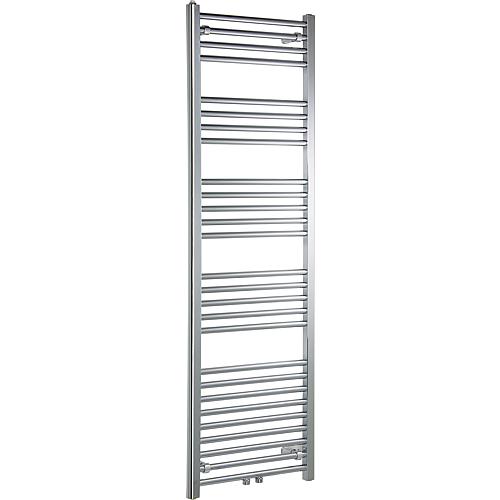 Straight towel radiator, model Jessica, chrome, with central connection 1200 x 600 mm