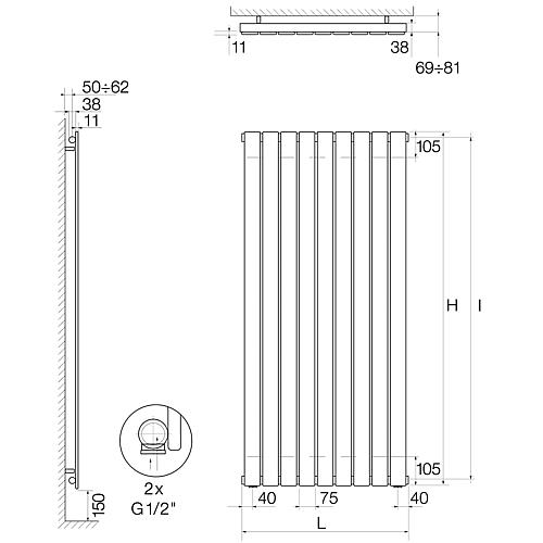 Replacement bracket set for living room radiator Manto Anwendung 2