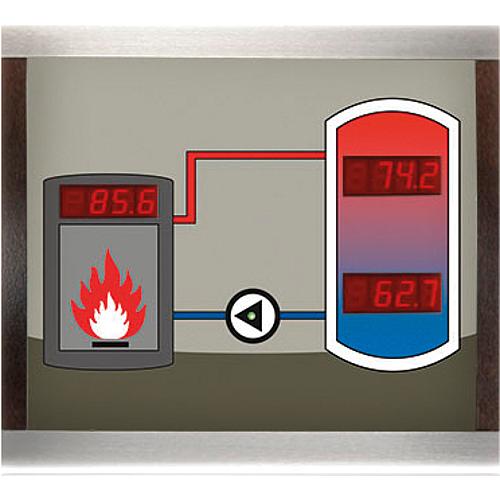 Resol Smart SDFK display visualises boiler-tank temp. top/bottom + pump status