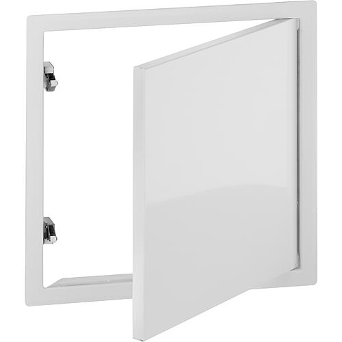 Inspection door 200 x 200 mm, RAL9016 with 2 snap locks