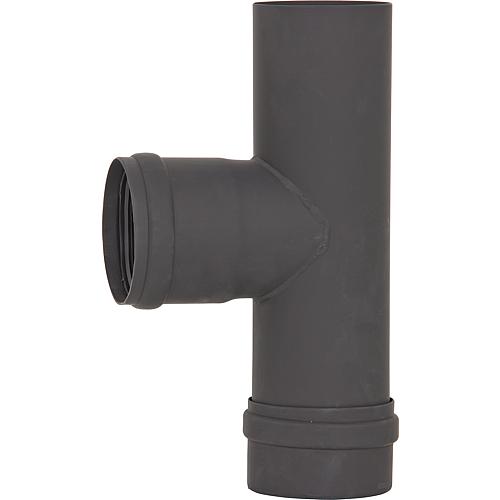 Pellet flue gas pipe, T-connection with revision, Ø 80 mm, painted, with silicon seal