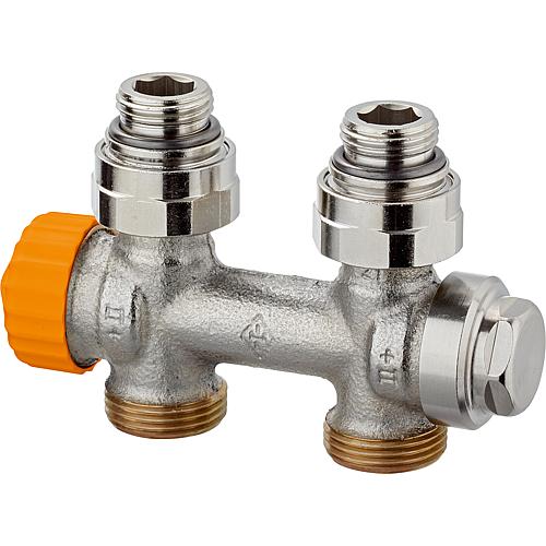 Valve block Multilux Eclipse, connection Eurocone DN 20 (3/4"), for radiator with DN 15 (1/2") IT