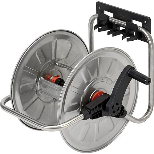 wall-mounted stainless steel hose drum Connecting element made of Plastic incl. bracket