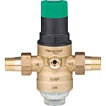 Sound protection pressure reducer made of brass with threaded nozzles