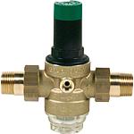 Sound protection pressure reducer made of brass, with threaded nozzles