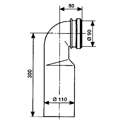 PE wall toilet connection elbow 90° Standard 2