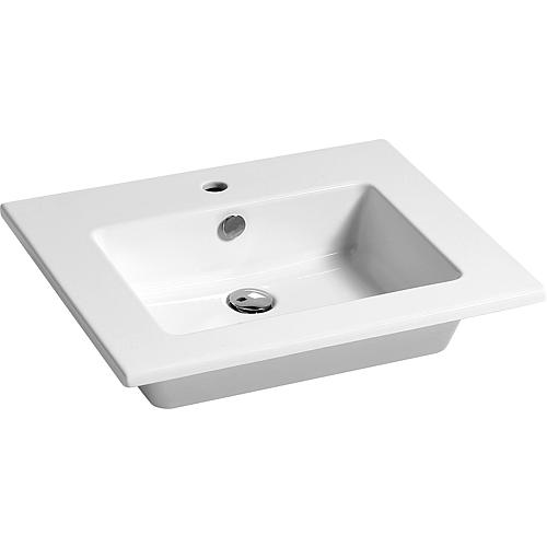 Washbasin Elikia, 610x160x510 mm, 1 tap hole, ceramic white