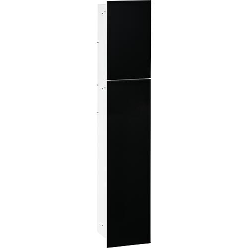 Niche murale WC 2 portes noires en verre lxh: 178x974 mm butée droite intérieur blanc