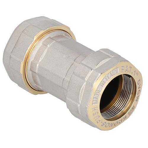 Brass clamp connector for steel pipe DN 10 (3/8“) to DN 50 (2“), joint on both sides