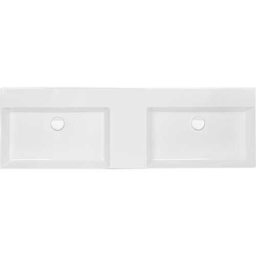 Double vasque Elayla sans trou de robinet en céramique, blanc 1420x130x450 mm