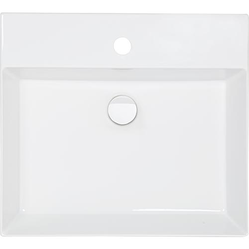 Washbasin Elayla, 500x130x450 mm, 1 tap hole, ceramic, white