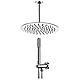 Action shower set: Head shower, round, Ø 250 mm, ceiling connection pipe 200 mm, hose for hand-held shower in chrome