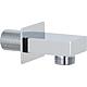 Design wall connection bracket, rectangular version, DN15 (1/2”), with backflow preventer, chrome