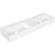 Double vasque Elayla sans trou de robinet en céramique, blanc 1420x130x450 mm